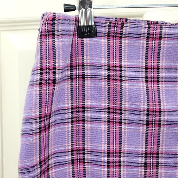 SO Lace Up Plaid Mini Skort L Purple/Pink - Picture 7 of 16